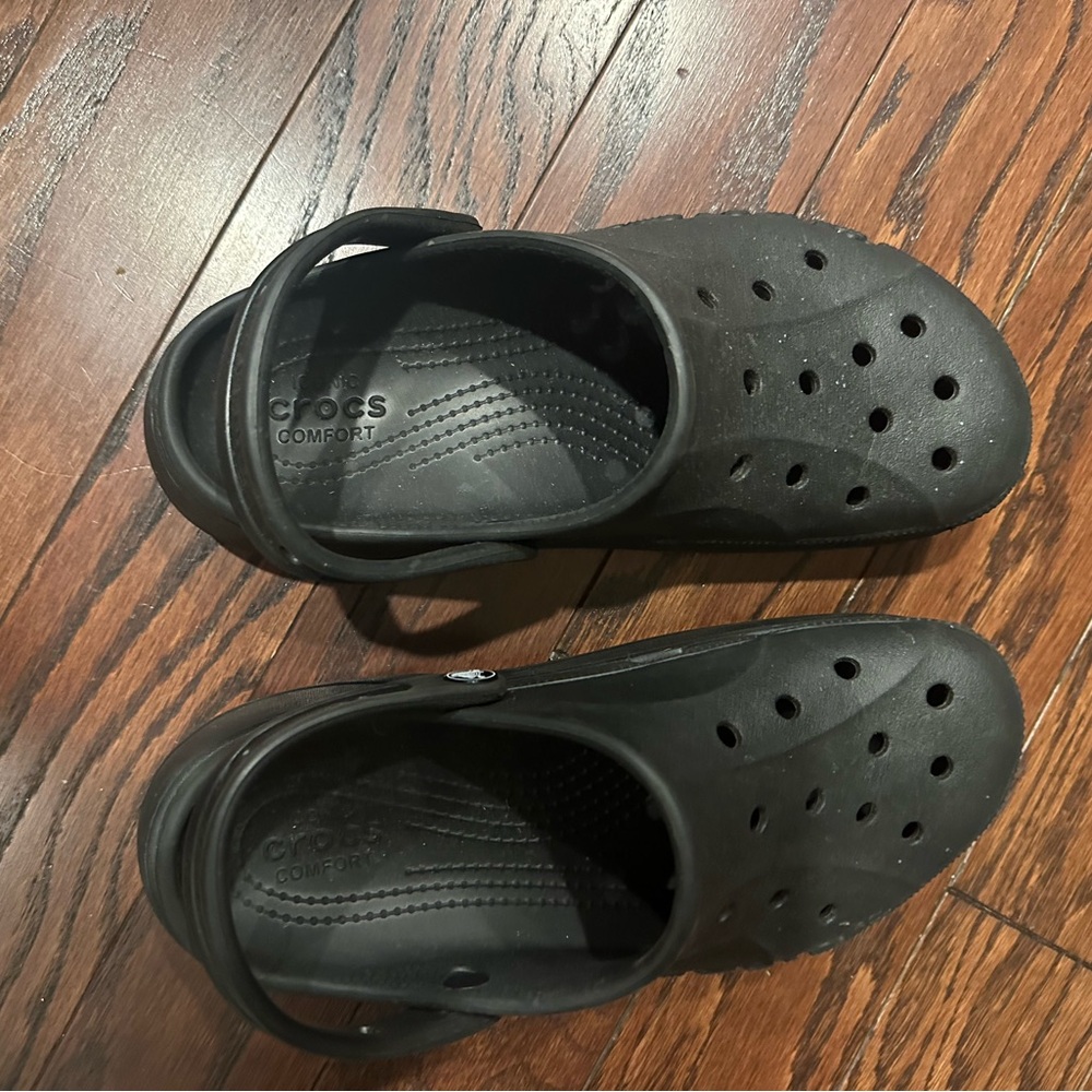 Crocs Black Perforated Clogs Platform - image 1